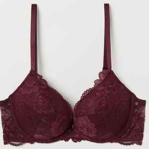 NWOT Super Push-Up Lace Bra in Plum 32C